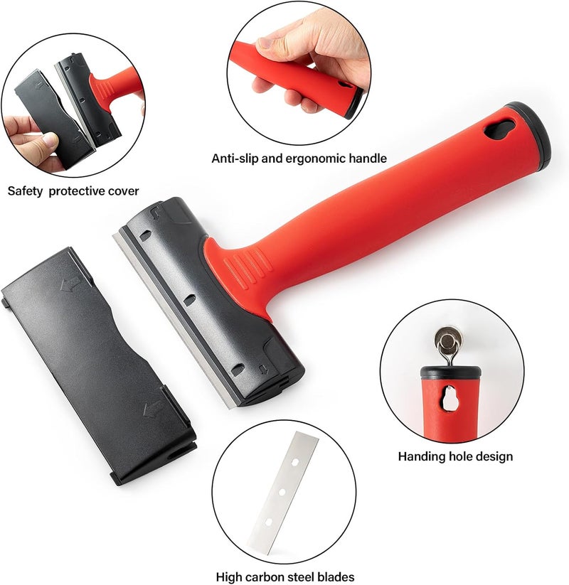 Gomake 4 Inch Razor Blade Scraper Tool Razor Scraper with Extra Razor Blades Cleaning Scraper Remover for Removal Floor Stove Scraping Labels and Decals Sticker on Car Window Glass (W81) - Image 2